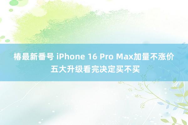 椿最新番号 iPhone 16 Pro Max加量不涨价 五大升级看完决定买不买