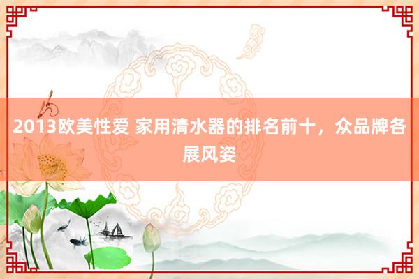 2013欧美性爱 家用清水器的排名前十，众品牌各展风姿