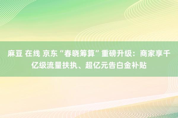 麻豆 在线 京东“春晓筹算”重磅升级：商家享千亿级流量扶执、超亿元告白金补贴