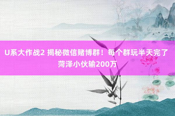 U系大作战2 揭秘微信赌博群！每个群玩半天完了 菏泽小伙输200万